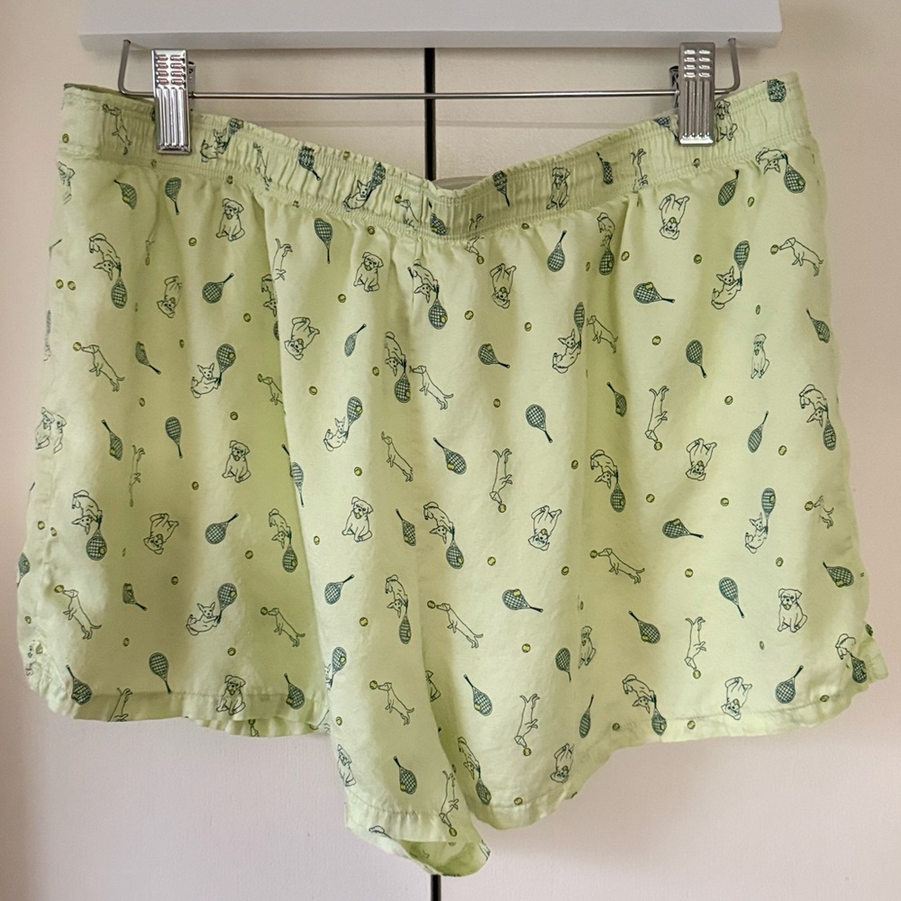 Victoria’s Secret PINK TENCEL™ BOXY PAJAMA SHORTS in Lime Dogs Playing Tennis - Picture 6 of 8